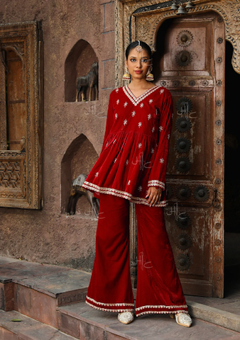 Trends N Style Women Cotton Nyra Cut Kurta Set with Pant Palazzo and  Dupatta Set for Women
